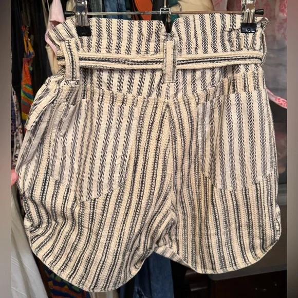 Free People Striped Tan and Gray Cargo Shorts - Picture 9 of 10